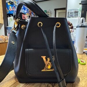 Louis Vuitton Black Pocket Lock Me Bucket Bag